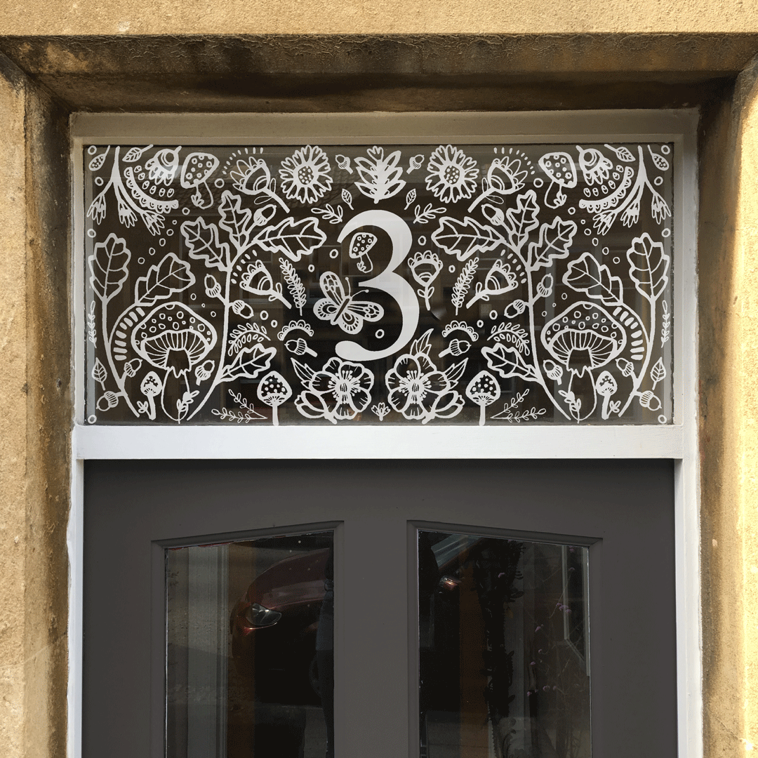 Woodland custom door number window film